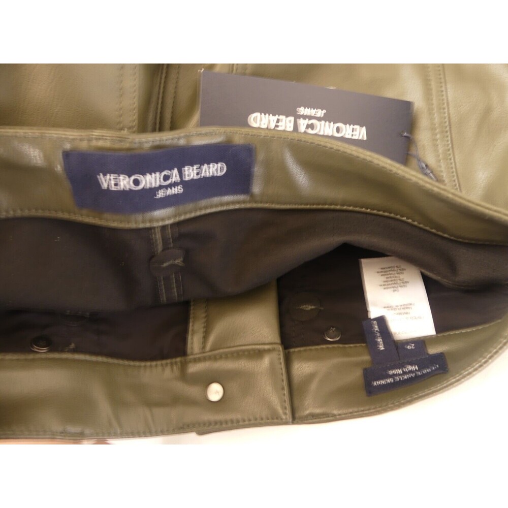 Veronica Beard 29 Pants Debbie Vegan Leather High Rise Skinny Ankle Green NWT - Picture 7 of 10